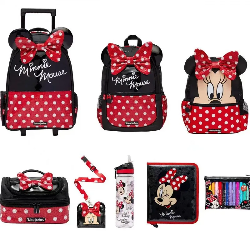 

Smiggle Disney Minnie Backpack for Girls with Polka Dot Bow Large Capacity School Bag Includes Lunch Bag And Pencil Case