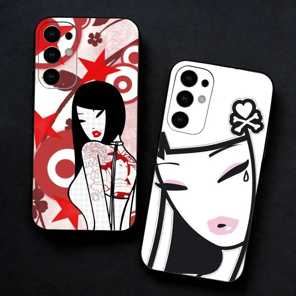 

Cartoon T-Tokidokis Phone Case For Samsung S25,S24,S21,S22,S23,S30,Ultra,S20,Plus,Fe,Note,5G Black Cover