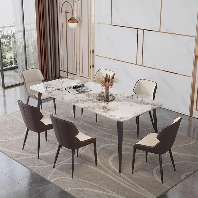 Rectangular Home Table Living Room Modern Metal Design Kitchen Table Luxury Space Saving Mesas De Comedor Restaurant Furniture