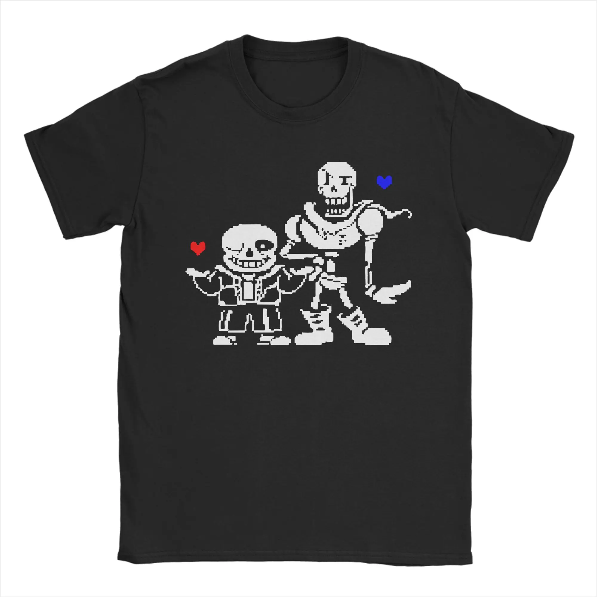 Undertales Sans and Papyrus Frisk Red Heart T Shirt Cotton Funny T-Shirts Crew Neck  Tee Shirt Short Sleeve Clothes Plus Size