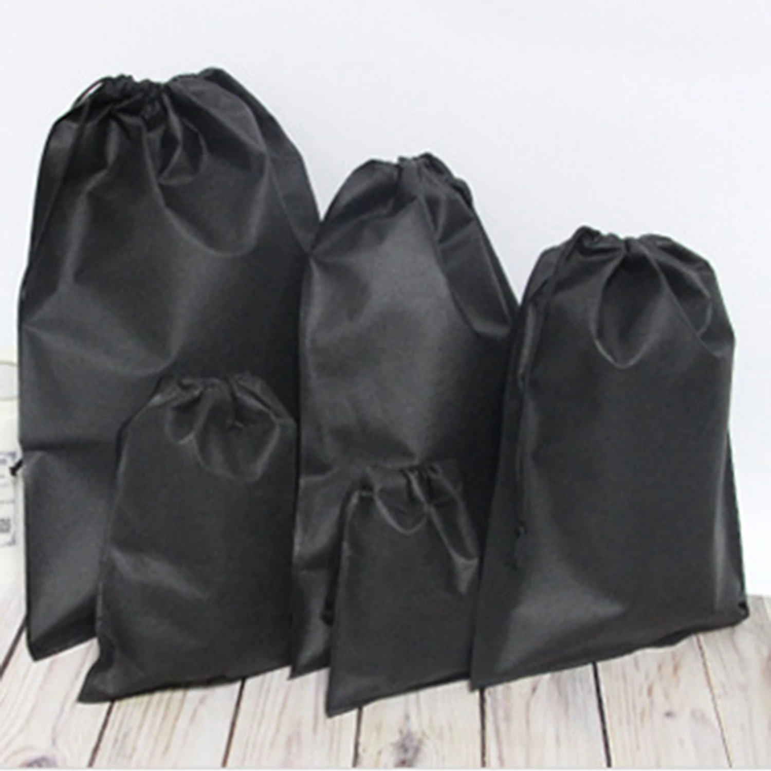 Non-woven Drawstring Bags Shoe Clothes Storage Fabric Portable Reusable Travel Organizer Pouches 3 Sizes