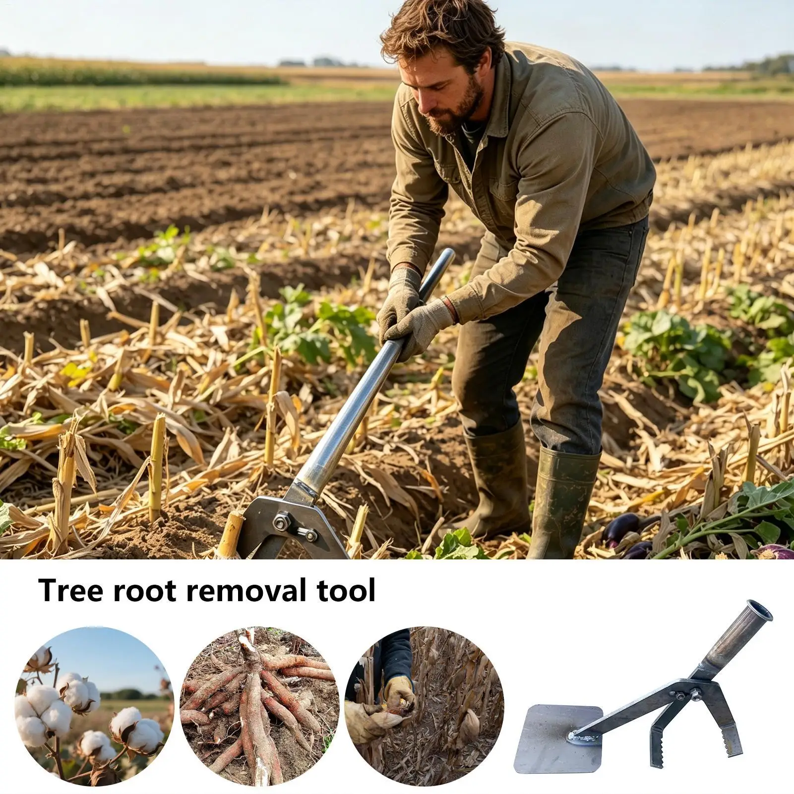 

Heavy Duty Adjustable Anti Slip Root Puller Corn Stalks Uprooter Tool for Planting Gardening Landscaping Garden Yard Farm Lawn