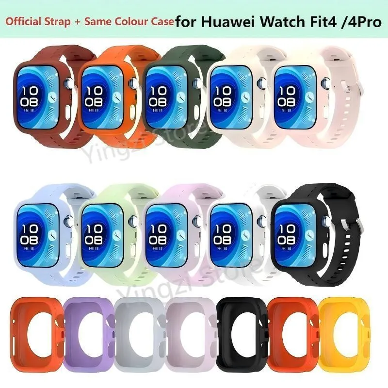 

Official Silicone Strap+Case for Huawei Watch Fit4/4Pro Bumper Protective Shell for Huawei Watch Fit4 Pro Smart Watch Accessory