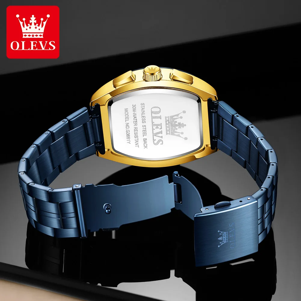 

OLEVS 3661 Mens Watch New Stainless steel Strap Waterproof Luminous Watches Multifunctional Date Design Man Wristwatch