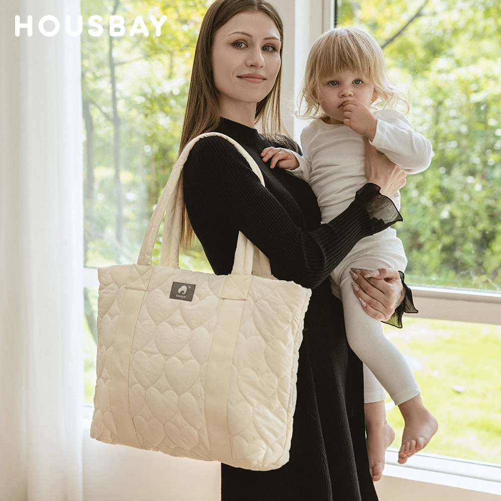 Bolso de hombro impermeable para madres, bolsa de mano de gran capacidad, diseño acolchado de corazón, pañales de maternidad, ligero, de viaje