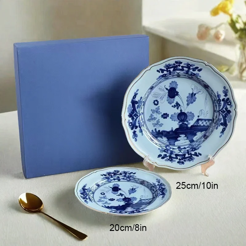 High-end Oosterse Serie Koffiekop en Schotel Keramische Mok Roze Geel Blauw Groen Bedrukte Borden Theekop Set Geschenkdoos Souvenir