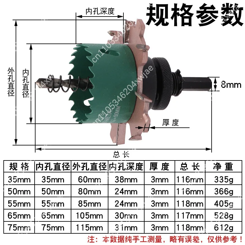 Kit de sierra perforadora empotrable sin bordes para techo, tablero de madera y yeso, accesorios de montaje integrados, 75 mm de diámetro