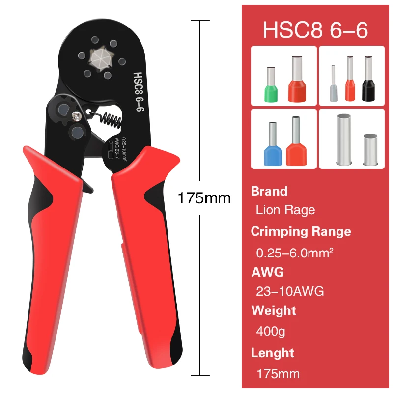 Rohr Terminal Crimpen Zangen HSC8 6-4A Crimper Draht Mini Ferrule Crimper Werkzeuge Haushalt Elektrische Kit Mit Box – Detail 3