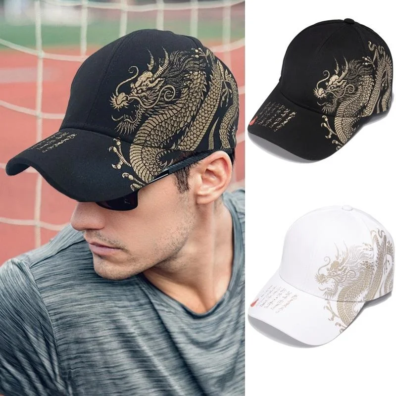 

Printing Chinese Dragon Men's Baseball Caps Totem Belief Women's Cotton Snapback Hat Outdoor Sun Protection Gorras Trucker Cap