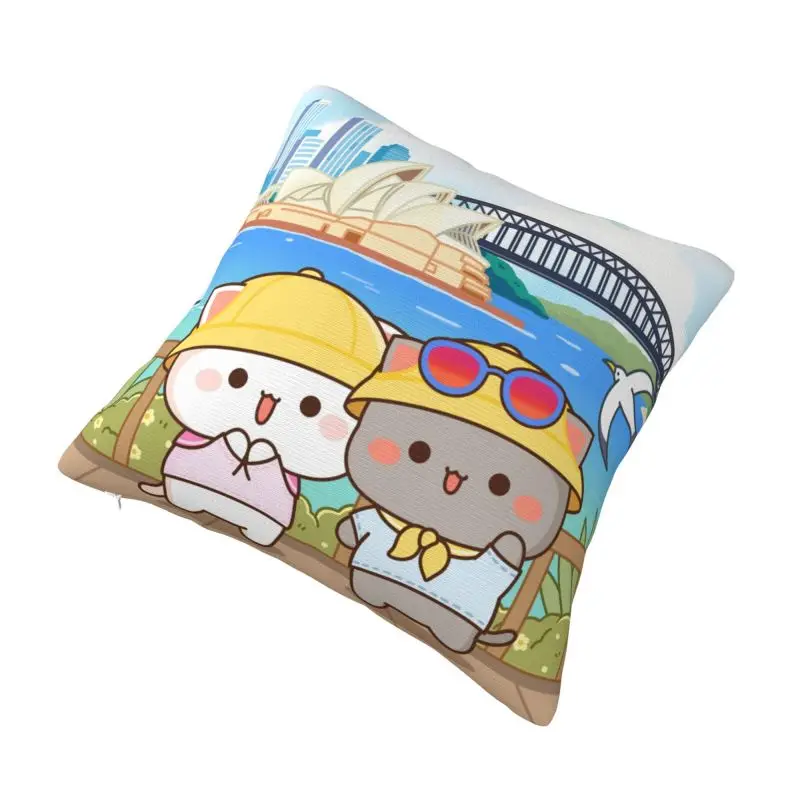 Custom Peach And Goma Mochi Cat Have A Holiday Nordic Throw Pillow Cover Car Cushion