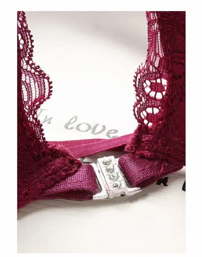 Sexy Lace Bra Set Front-Buckle Backless Push Up Adjustable  Lingerie