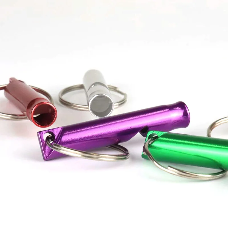 Lovely Whistle Car Keychain For Women Men Aluminum Alloy Outdoor First Aid Train Whistle Key Ring Holder