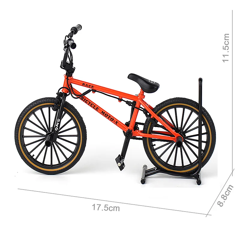 Mini modelo de bicicleta de aleación, juguete de simulación con absorción de golpes, naranja, dedo de montaña, decoración fundida a presión, 1:8