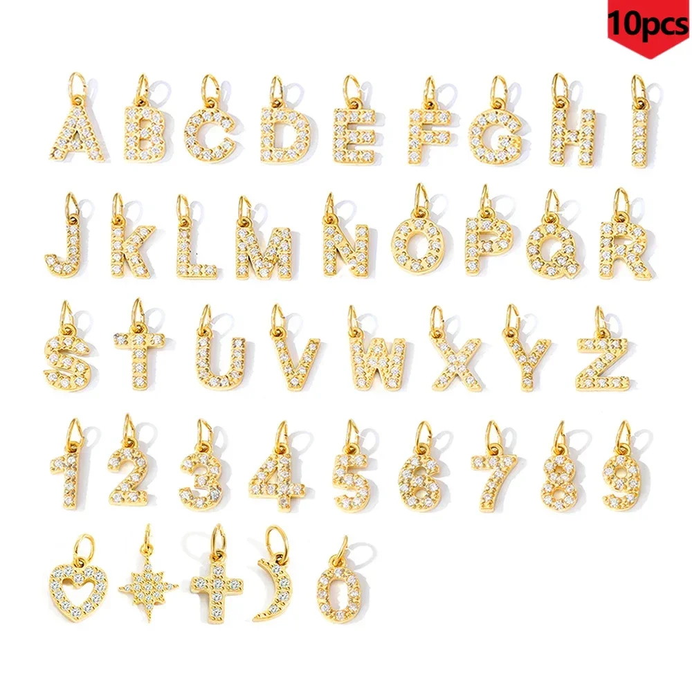 

Women 10PCS Zircon Alphabet Pendant for Women DIY Necklace Bracelet Jewelry Making Anniversary Gift Customized Name Wholesale