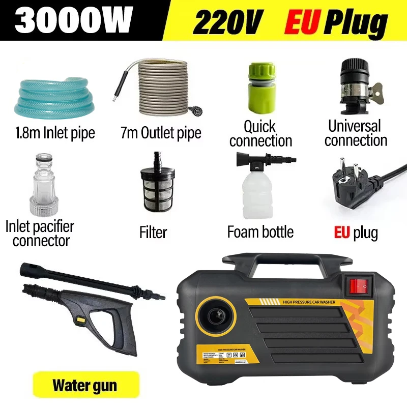 220V Hogedrukreiniger 300BAR Wasstraat Machine Krachtige Wasstraat Pistool Voor Thuis Auto Tuin Wassen Tuin Pomp