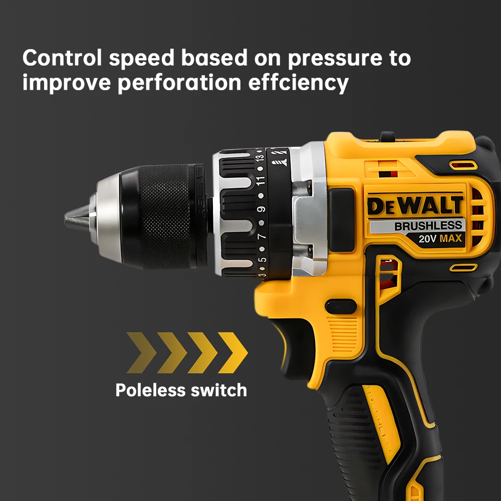 Dewalt Impact Elektrische Bohrmaschinen DCD796 Bürstenlose kompakte 65 Nm Handbohrmaschinen mit hohem Drehmoment Verwenden Sie Dewalt 20 V Akkus Neue Elektrowerkzeuge