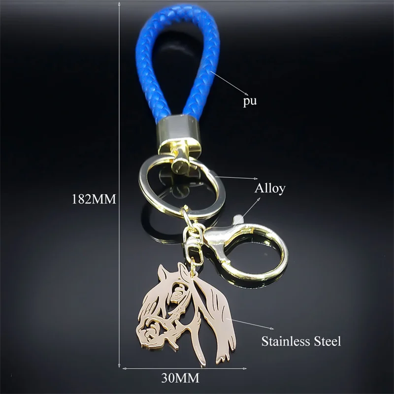 Fashion Horse Keychain for Women Men Blue Color Animal Horses Lover Key Ring Bag Accessories Gift Jewelry llaveros K6330S07