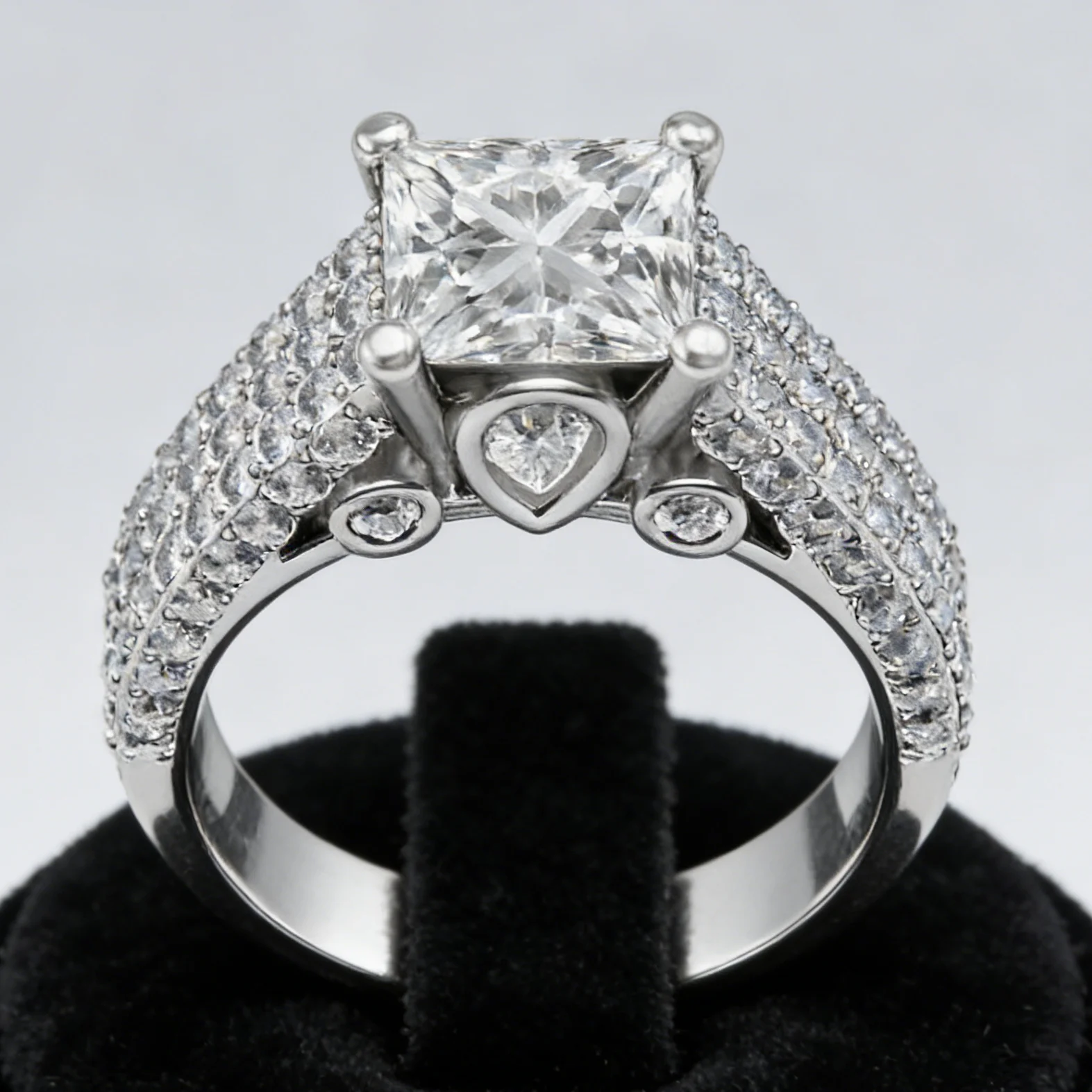 Geometry Moissanite Ring 925 Silver Square Lab Diamond Wedding Statement Rings For Women Fine Jewelry