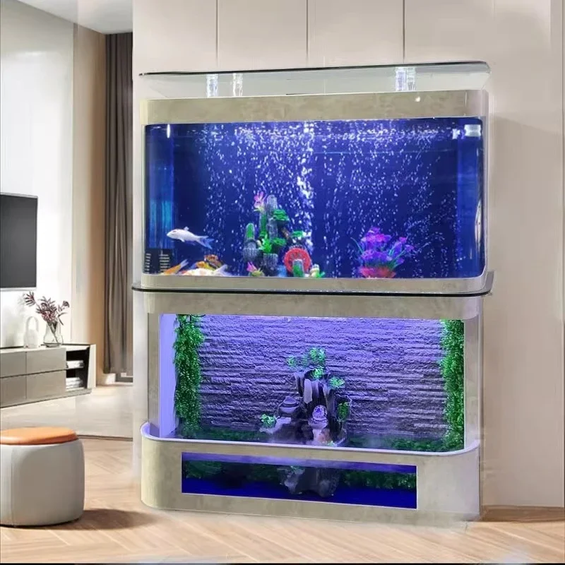 

Аквариум-экран для гостиной с проточной водой и стеклянным экологическим экраном