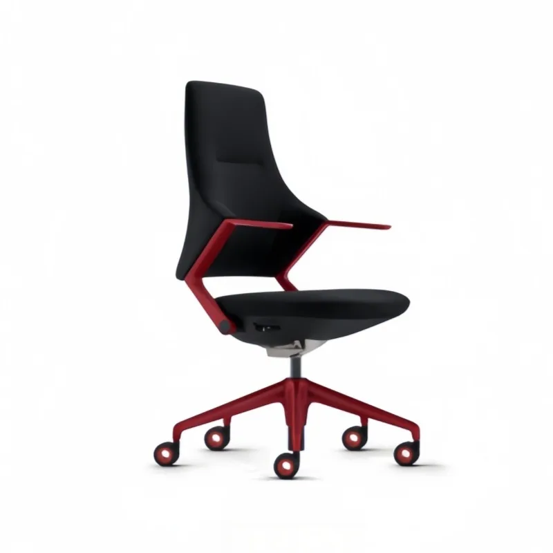Designer leather boss high-end office chair, comfortable Italian manager chair simple fashion light luxury red president chair