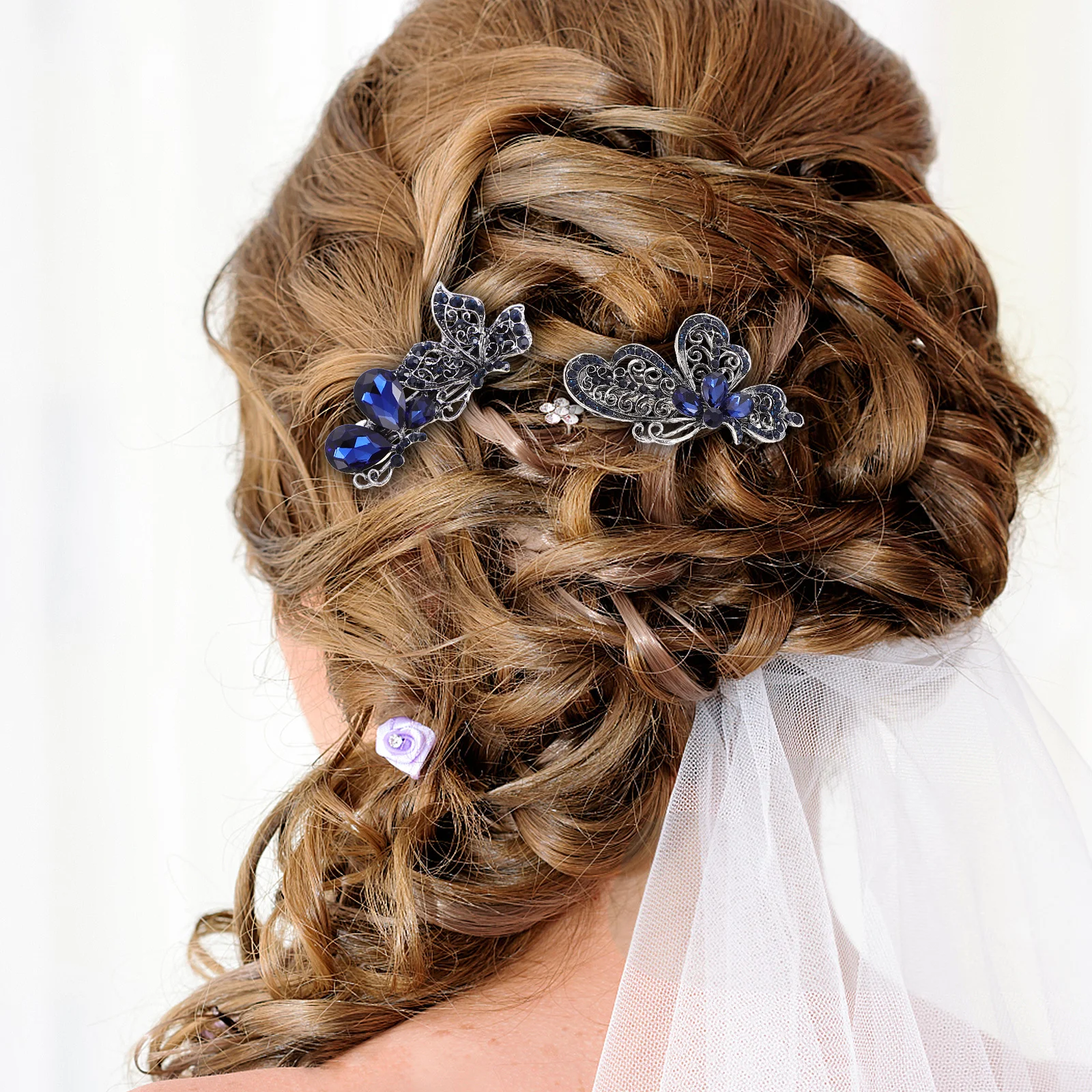 

6Pcs Vintage Hair Clips Floral Alloy Rhinestone Barrette Elegant Charming Hairpins for Wedding Party Daily Use