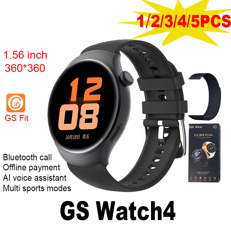 2024 Round Screen Smart Watch GS Watch4 1.56inch Bluetooth Call Alarm Messages Remind DIY Watchface Women Men Sports Smart Watch