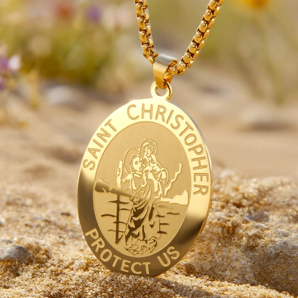 Dawapara Saint Christopher collier Saint Protection charme du voyageur prier pour nous Michaelmas cadeau bijoux en acier inoxydable