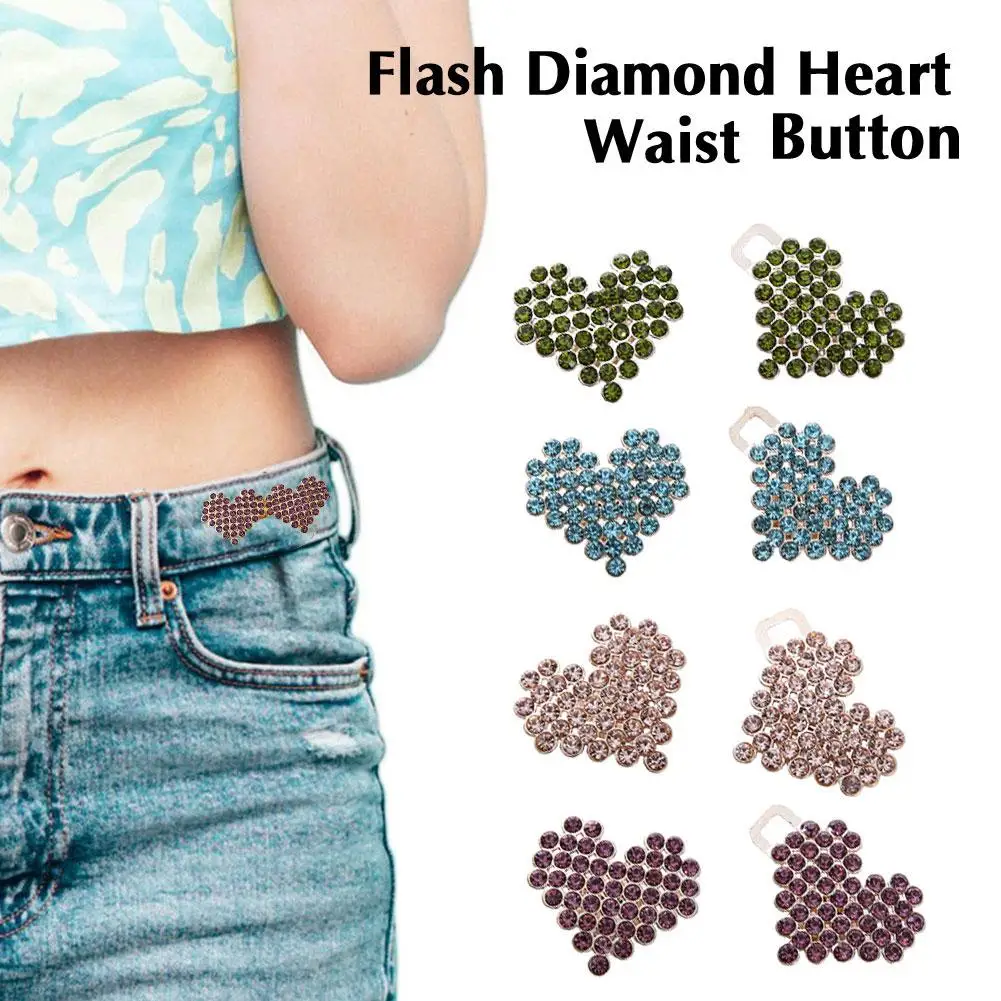 

Metal Heart Buttons Snap Fastener Pants Pin Detachable Clip Waist Tightening Clothing For Jeans Perfect Fit Reduce Waist Y4q1