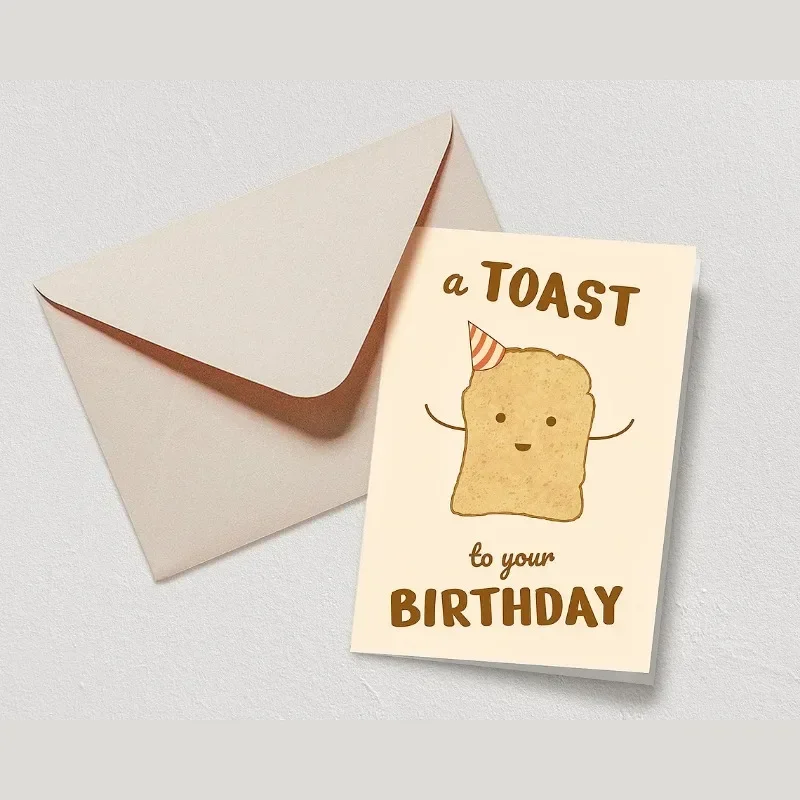 Humorous Funny Toast Birthday Cards Anniversary Celebration To Friends Blessing Sheet Message Greeting Card Set With Envelope