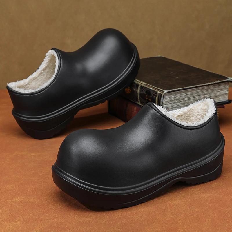 

Men Women Cotton Slippers Garden Clogs Warm Waterproof Chef Shoes Beach Sandal Slippers For Pet Male Worker Outdoor Cotton Shoes