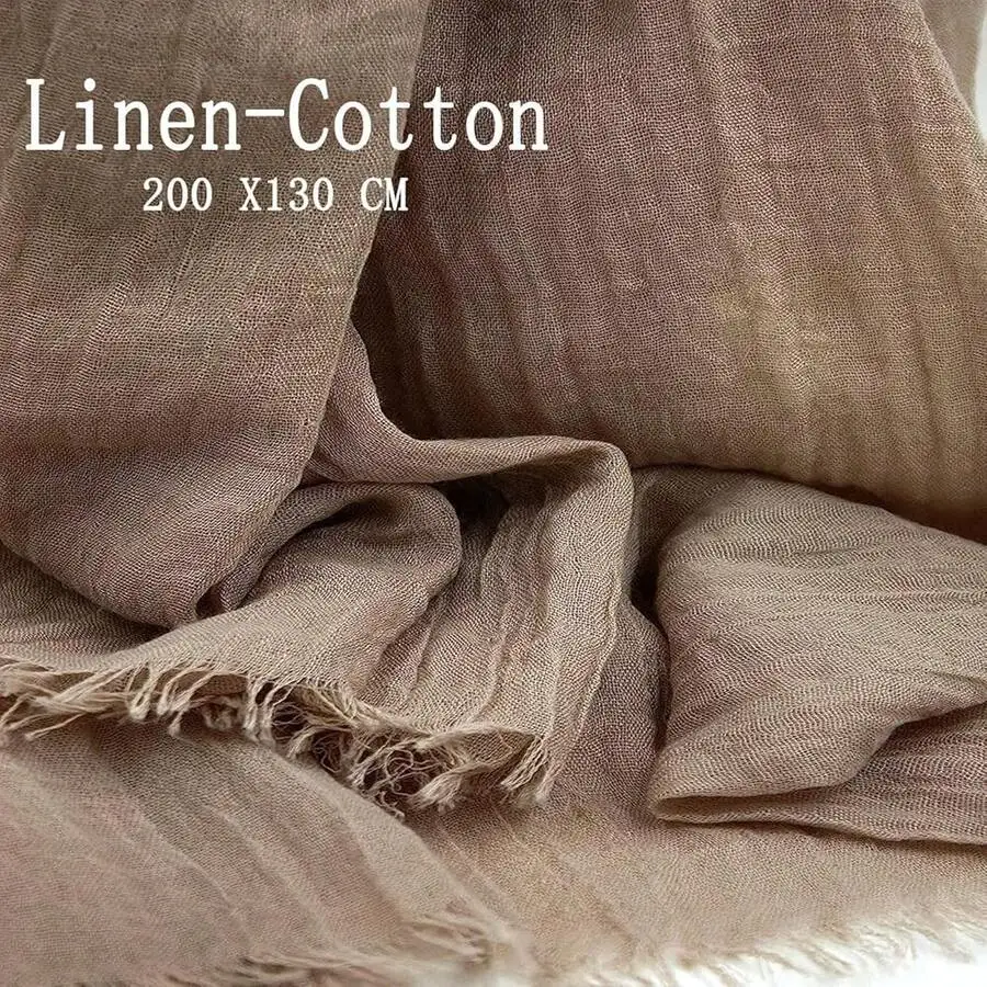 Womens Fashion Long Scarf Linen-Cotton Pure Color Large Soft Scarves Shawl Beautiful Shawl Wrap For Beach 200 X130 CM,Khaki