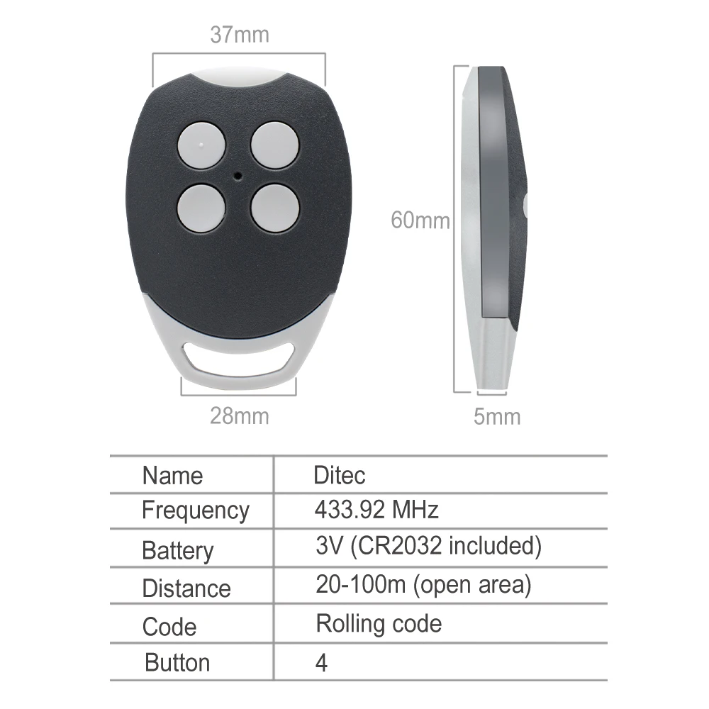 100% Compatible DITEC GOL4 433 Rolling Code Garage Door Remote Control BIXLS2 BIXLP2 BIXLG4 433.92mhz Entrematic ZEN 2 4 ZEN2/4W