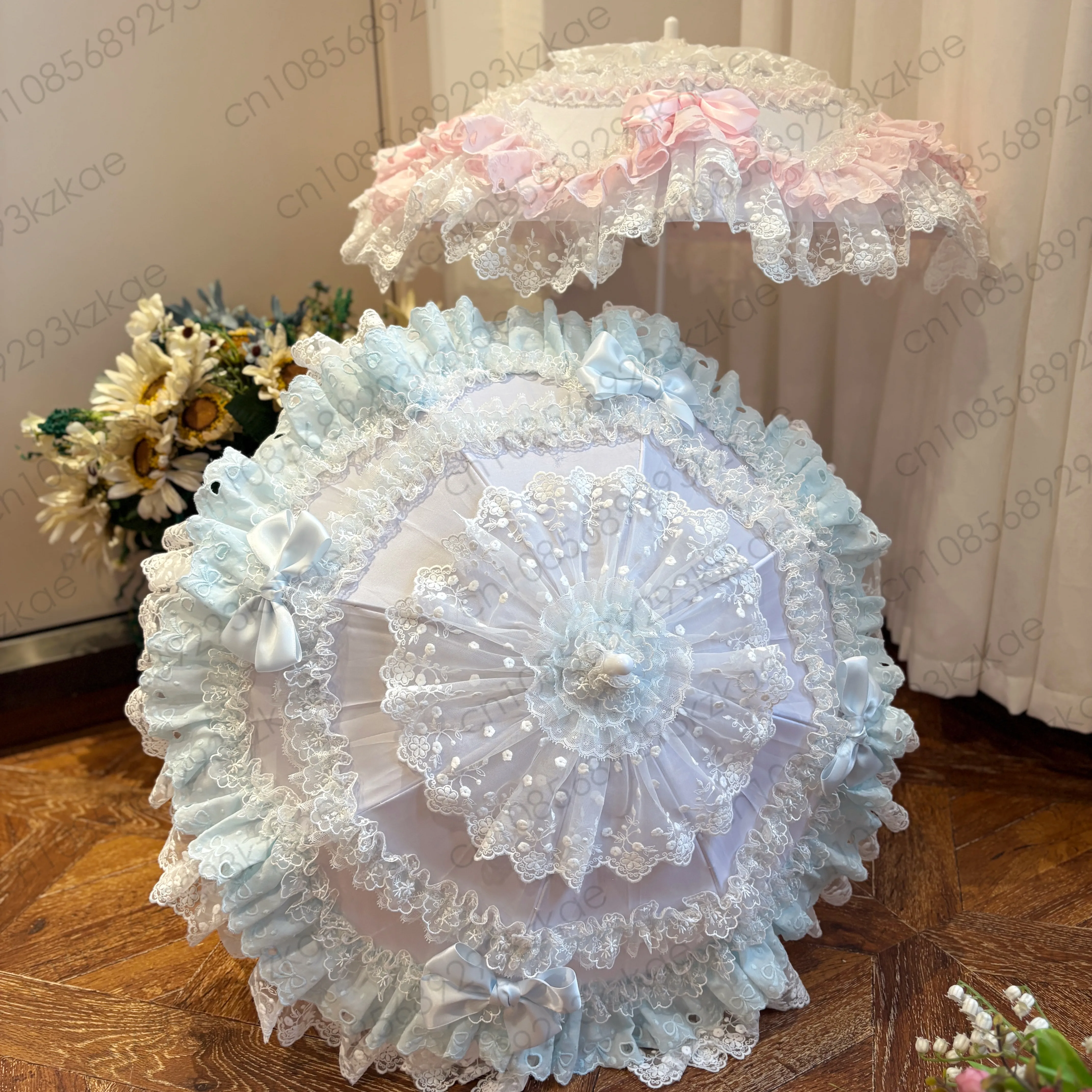 

Original Design Lolita Pink Blue White Lo Umbrella Soft Cute Girl Heart Sweet Umbrella Tea Party Photography Prop [In Stock]