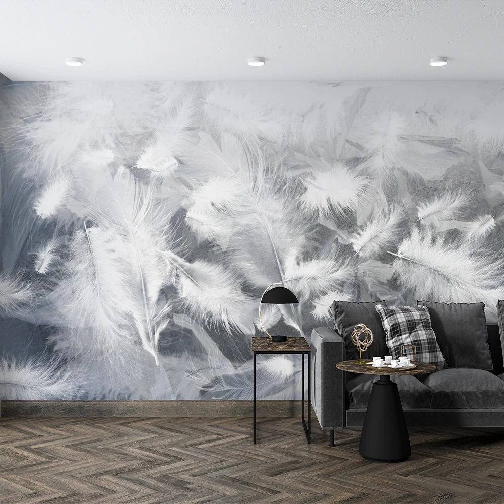 Customized 3D abstract feather Nordic TV sofa background wall mural wallpaper