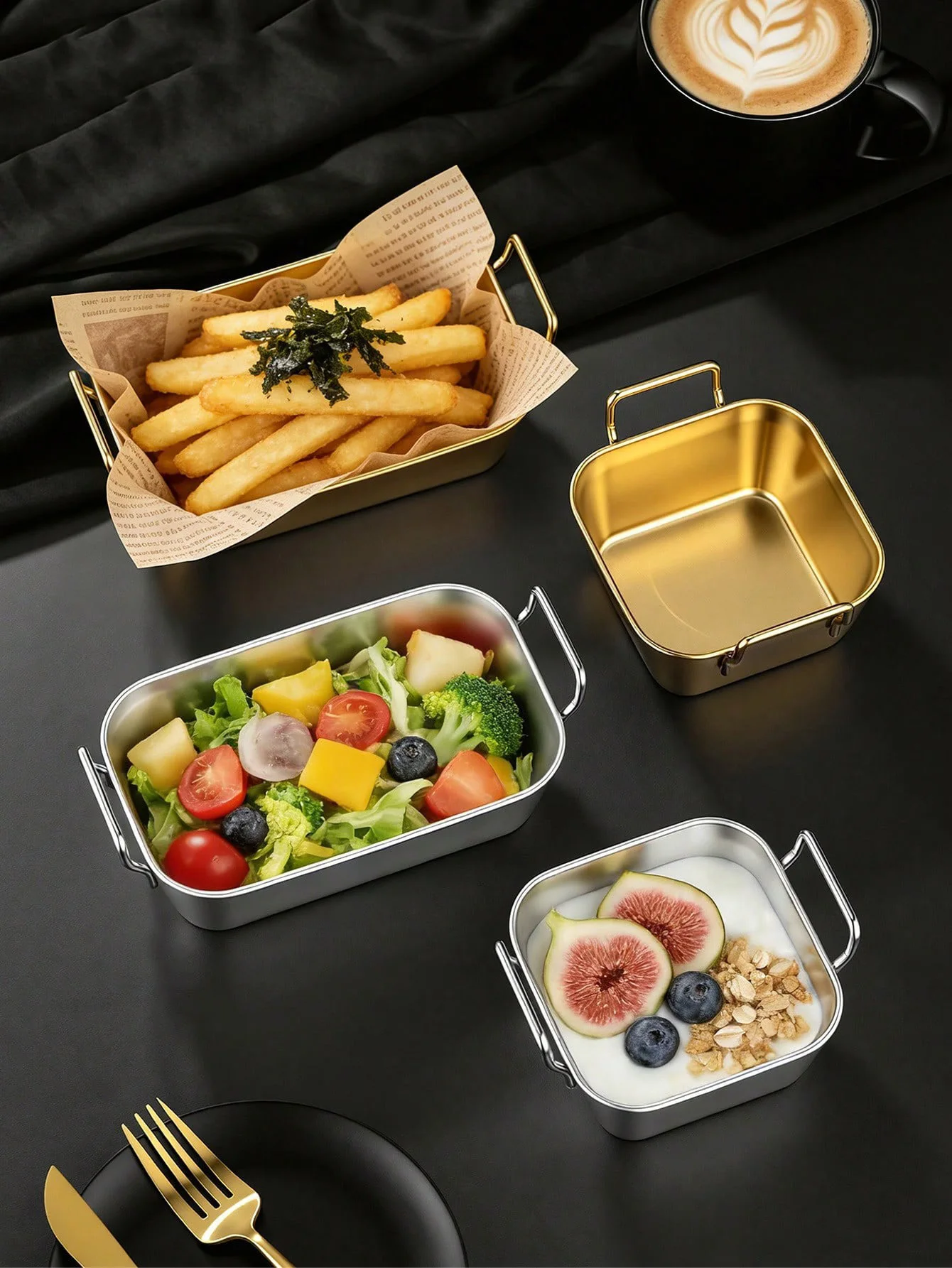 1pc Stainless Steel Double-ear French Fries Basket, Ear Snack Basket, Fried Chicken Basket, Fried Food Plate