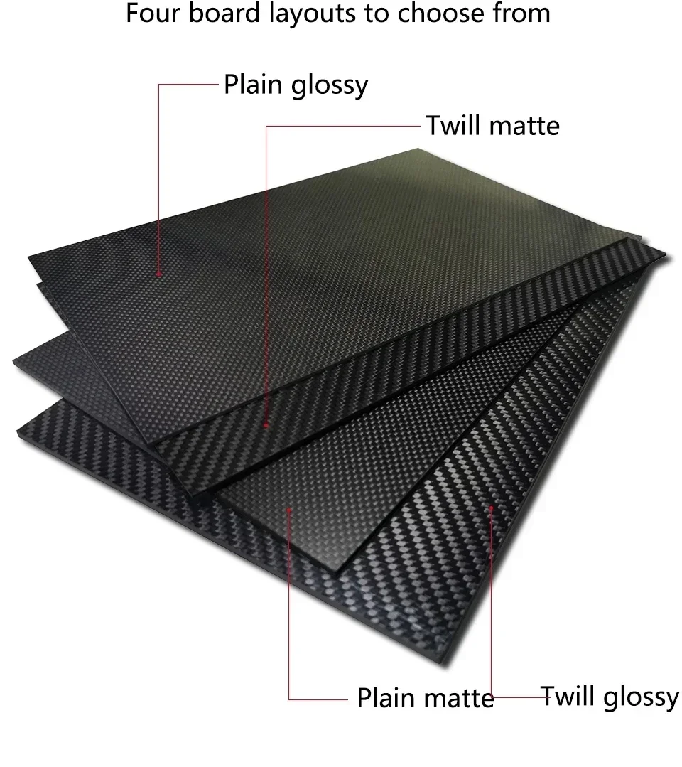 400x500mm Thickness 1 1.5 2 2.5 3 4 5 6 8 10mm Full 3K Carbon Fiber Plate Board Sheet For RC Model Plain Twill