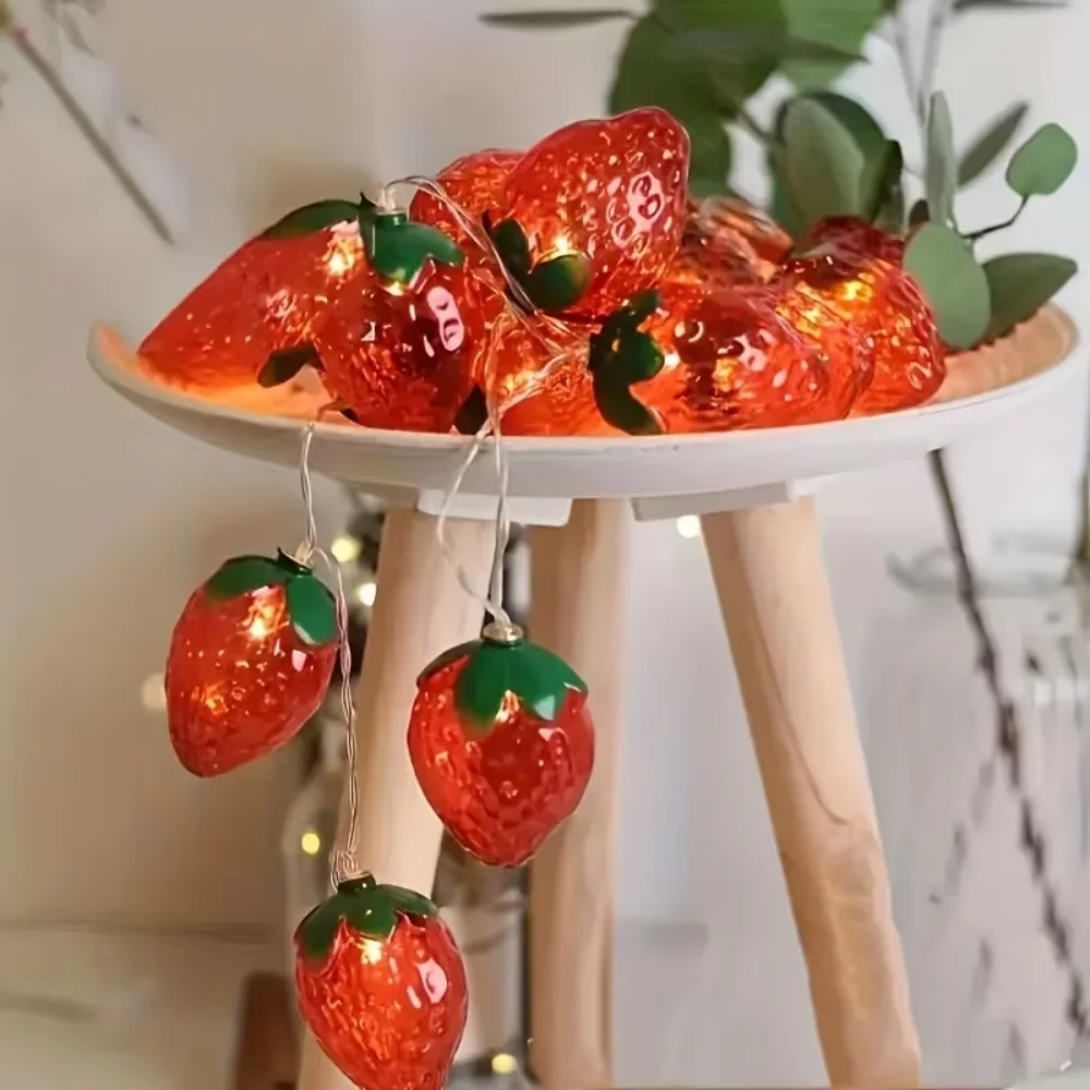1.5M LED Strawberry Lights Battery Operated Fruit String Lights for Bedroom Balcony Picnic Birthday Wedding Summer Party Decor
