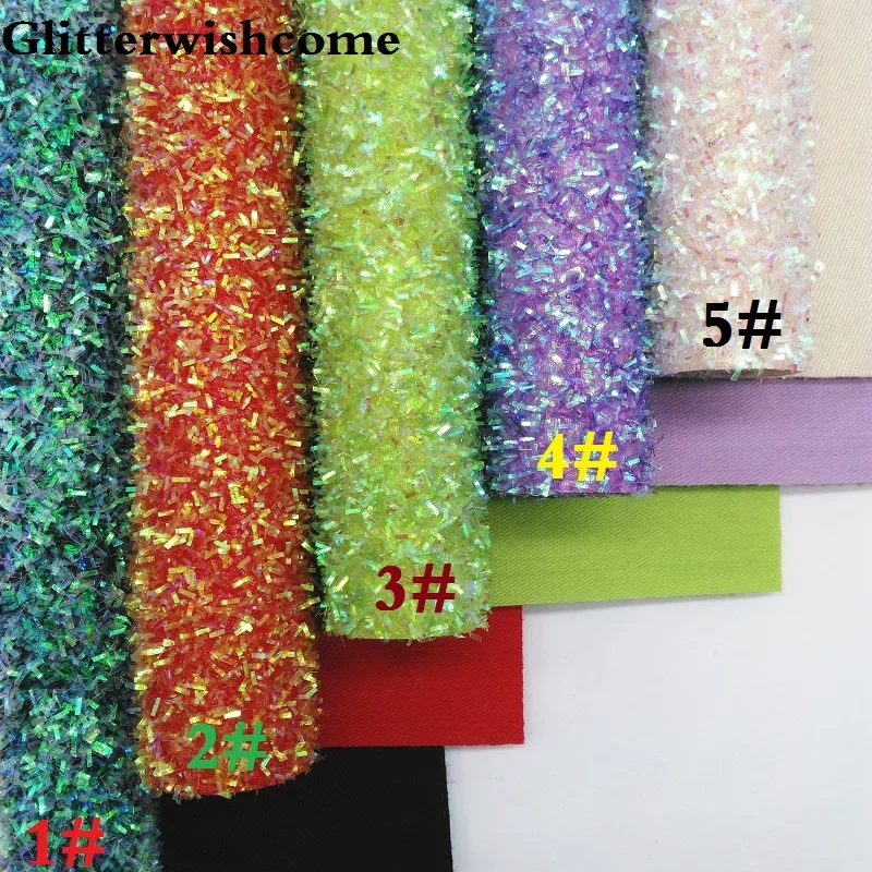 Glitterwishcome 21X29CM A4 Size Synthetic Leather, Fluo Chunky Glitter Leather, fabric Vinyl for Bows, GM3145A