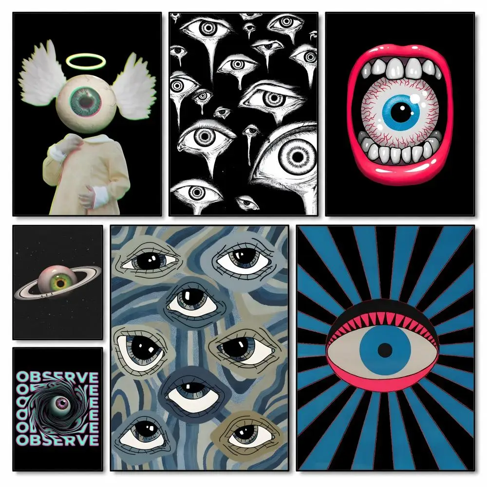 Ins Eyeballs Eye Cool Poster Self-adhesive Art Waterproof Paper Sticker Coffee House Dorm Room Wall Decor
