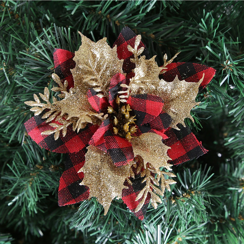 

12Pcs Realistic Artificial Christmas Flowers for Tree Wreath Decor Holiday Party Wedding Room DIY Craft Festive Accents