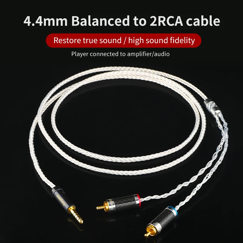 high fidelity 4.4mm balanced cable to 2rca double lotus 5N single crystal copper silver plated one point two audiocable