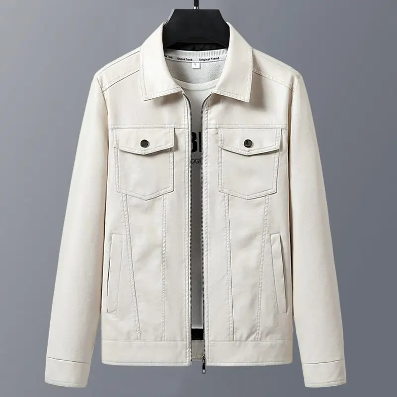 

Men's Genuine Leather jacket Man Spring Autumn Lapel Sheepskin Jacket Korean Casual Fashion Men Clothes Natural Leather Jackets