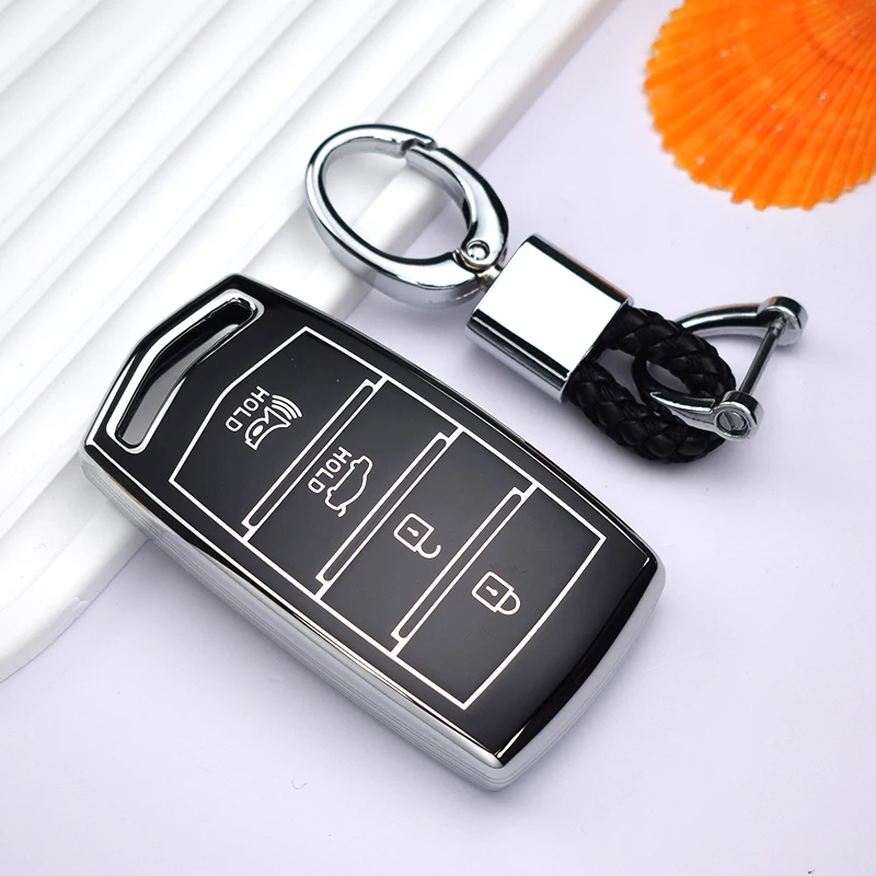 For Hyundai Genesis G70 G80 G90 2017 - 2020 4Buttons TPU Shell Fob Holder Protector Auto Keychain Car Key Case Cover Accessories