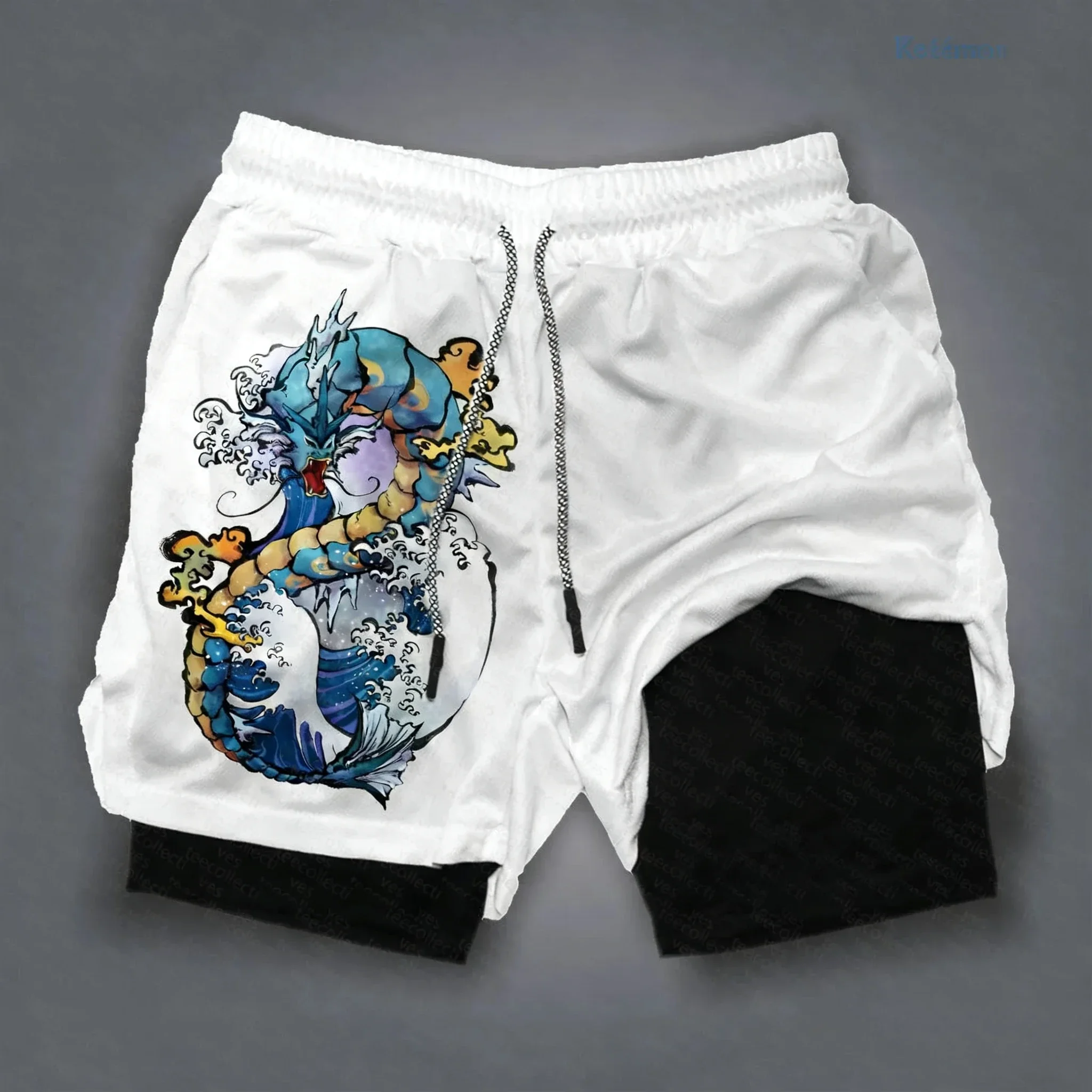 Pokémon Anime White Double Layer Shorts 2026 Unisex Summer New Running Basketball Breathable Quick Drying Sports 2-in-1 Shorts
