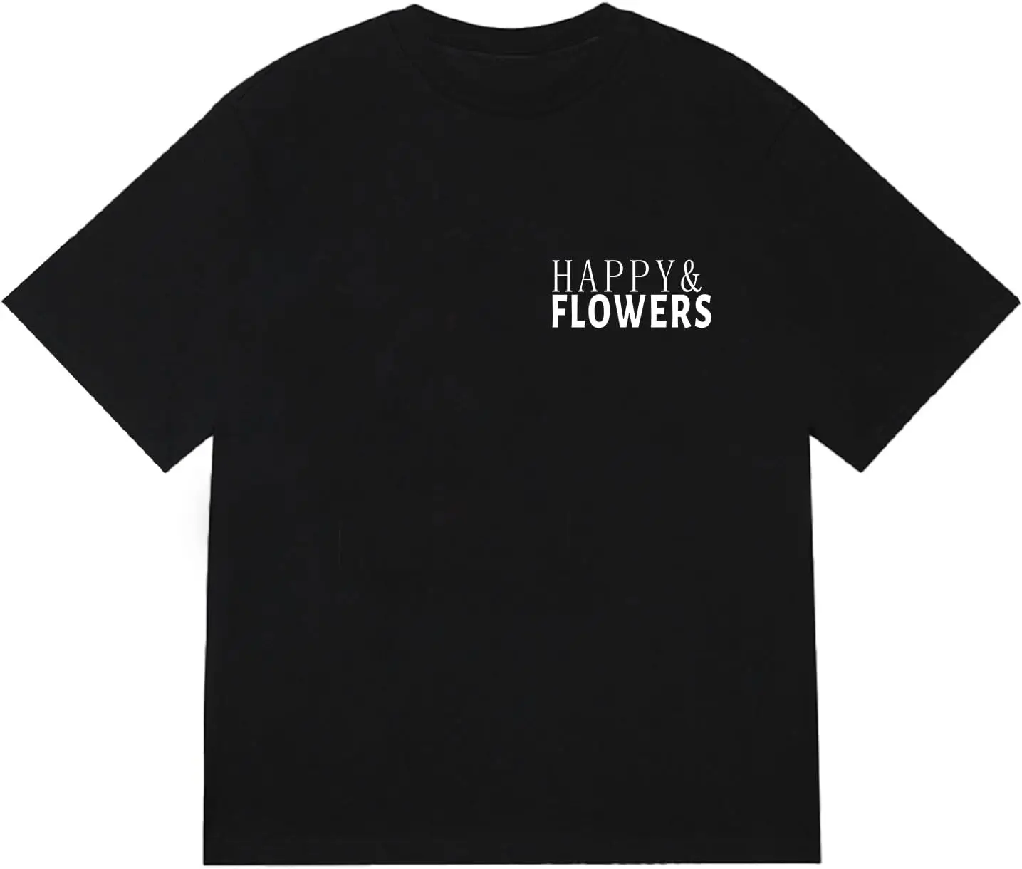 Men's Pattern T-Shirt Flower Letter Printed Round Neck Short Sleeve T-Shirt