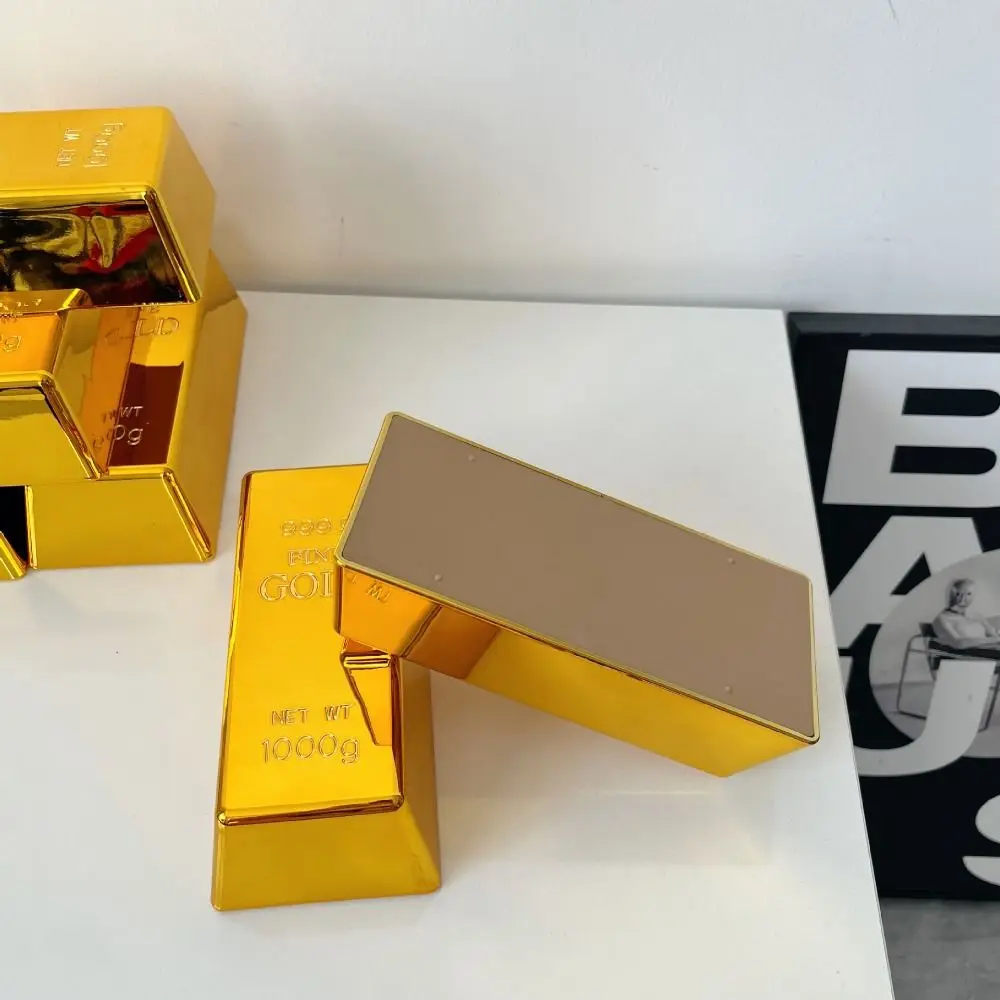 

Ideal Gift Simulation Fake Gold Bar Paperweight Glittering Bullion Bar Movie Prop Table Decor Gold Bar Piggy Bank Home Decor
