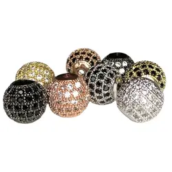 3pcs/lot Round Ball CZ Beads Metal Brass Micro Pave Crystal Zircon Space Beads For Jewelry DIY Charm Bracelet Making 4/6/8/10mm