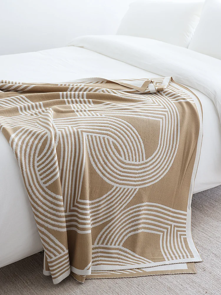 Nordic Geometric Knitted Blanket for Beds Modern Simplicity Sofa Cover Luxury Throw Blanket Home Decor Bed End Towel Soft Shawl