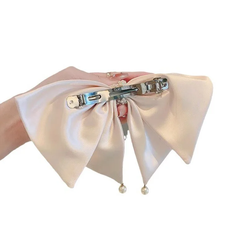 Korean Ribbon Bow Hair Clips for Women Fashion Solid Color Bowknot Hairpins Elegant Ponytail Clip Hair Accessories Headwear