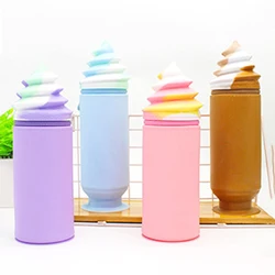 Lytwtw's Cute Cartoon Kawaii High Capacity Ice Cream Silicon Pen Pencil Bag Cosmetic Pocket School Stationary Case